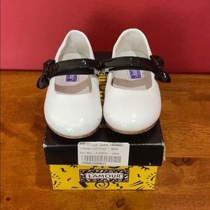 L’ Amour white and black shoes. Toddler size 8